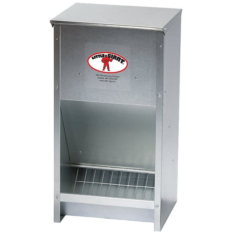 Little Giant 171267 Poultry Feeder, 25 lb Capacity, Steel, Galvanized, Frame, Wall Mounting