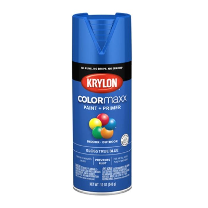 Krylon K05543007 Enamel Spray Paint, 12 oz Can, 25 sq-ft Coverage Area, Solvent Base, Gloss, True Blue