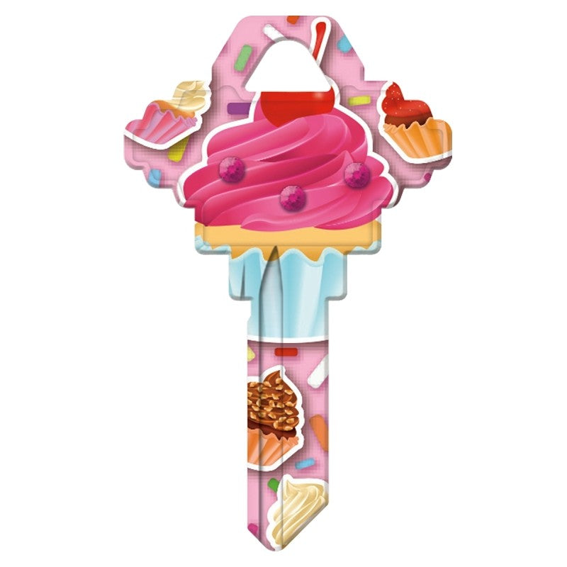 Hy-Ko 15005SC1-CPBL Key Blank, Cupcake Bling, Brass, Nickel, For: Schlage SC1 Keyways (Pack of 5)