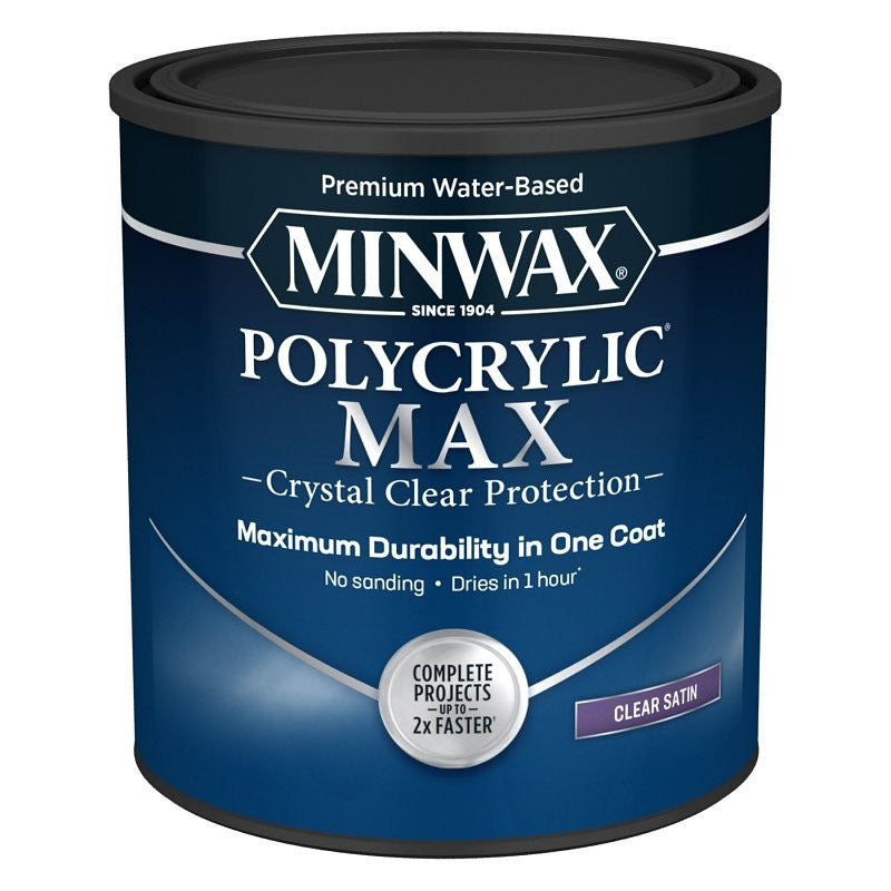 Minwax Polycrylic 611115555 Interior Wood Stain, Satin, Clear, Liquid, 1 qt