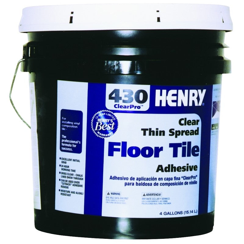 Henry 430 ClearPro 12102 Floor Adhesive, Clear, 4 gal Pail