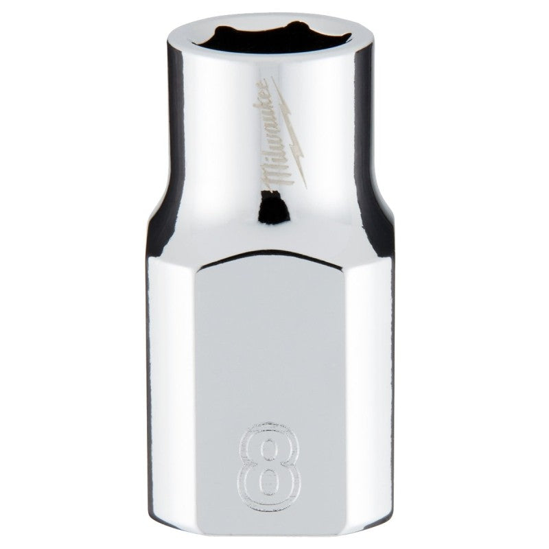 Milwaukee 45-34-9078 Socket, 8 mm Socket, Standard Socket, 3.543 in OAL, 3/8 in Drive, 6-Point, Chrome Vanadium Steel