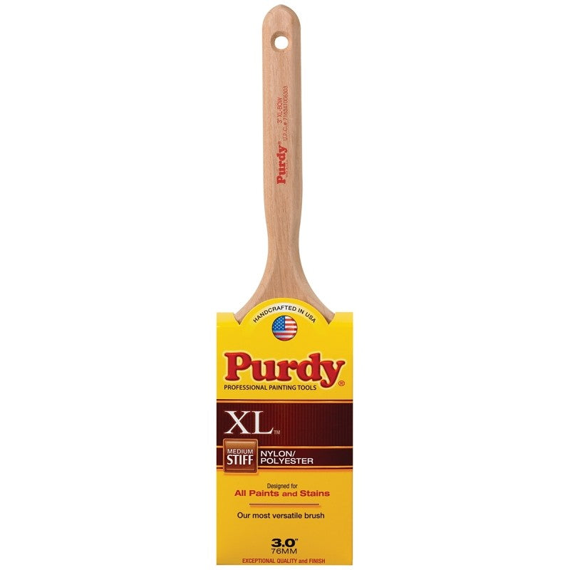 Purdy 144064330 Trim Brush, Natural Hardwood Handle, 3 in W, Nylon/Polyester Bristle, Fluted Handle
