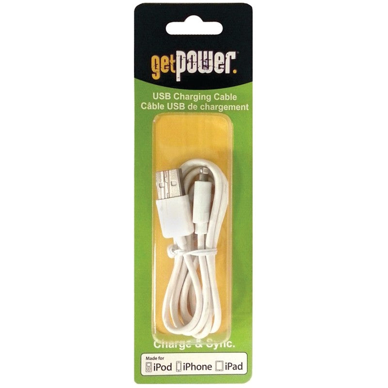 GetPower GP-USB-IPH5 USB Charging and Sync Cable, White, 3 ft L