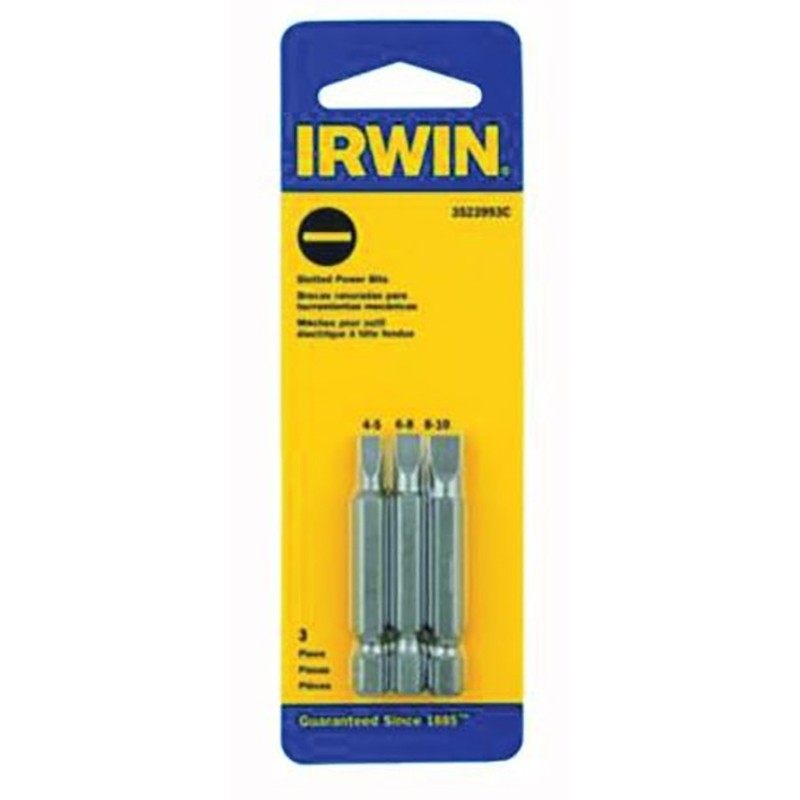 Irwin IWAF22SL10122 Power Bit, #10 to 12 Drive, Slotted Drive, 1/4 in Shank, Hex Shank, 1-15/16 in L, S2 Steel