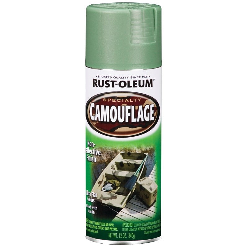 Rust-Oleum 1920830 Camouflage Spray Paint, Ultra Flat, Army Green, 12 oz, Can