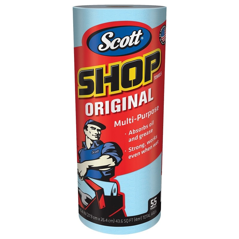 Scott 75130 Shop Towel, 11 in L, 10.4 in W, Crepe Paper, Blue (Pack of 30)