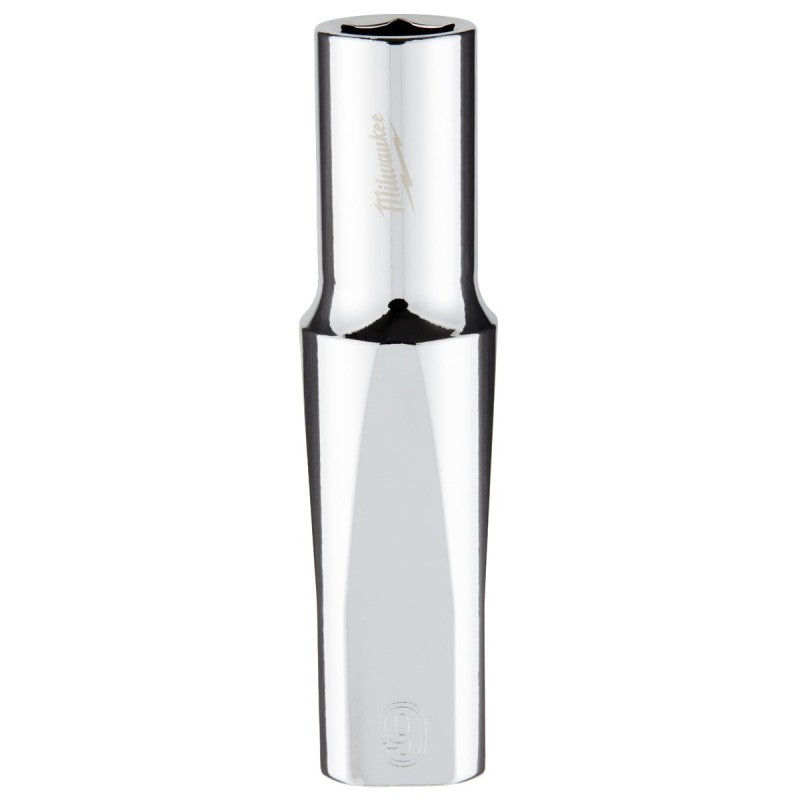 Milwaukee 45-34-9093 Socket, 9 mm Socket, Deep Socket, 3.543 in OAL, 3/8 in Drive, 6-Point, Chrome Vanadium Steel