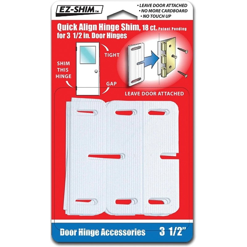 EZ Shim HS350BP Hinge Shim, 3.5 in L x 1.1 in W x 0.062 in Thick Dimensions, Plastic