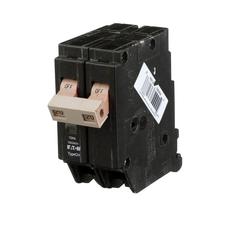 Cutler-Hammer CHF220 Circuit Breaker with Flag, Mini, Type CHF, 20 A, 2 -Pole, 120/240 V, Instantaneous Trip
