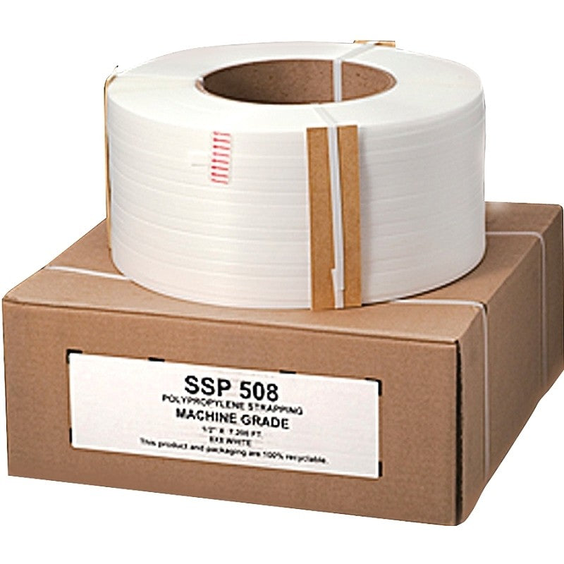 Nifty Wrapper SSP508HD Strapping Coil, 7200 ft L, 1/2 in W, 0.025 Thick Material, Polypropylene, White