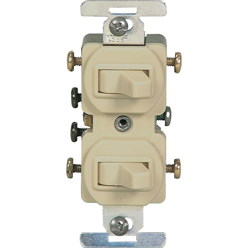 Eaton Wiring Devices 276V-BOX Series Combination Toggle Switch, Ivory, 15 A, 120/277 V, Screw Terminal, -40 to 65 deg C
