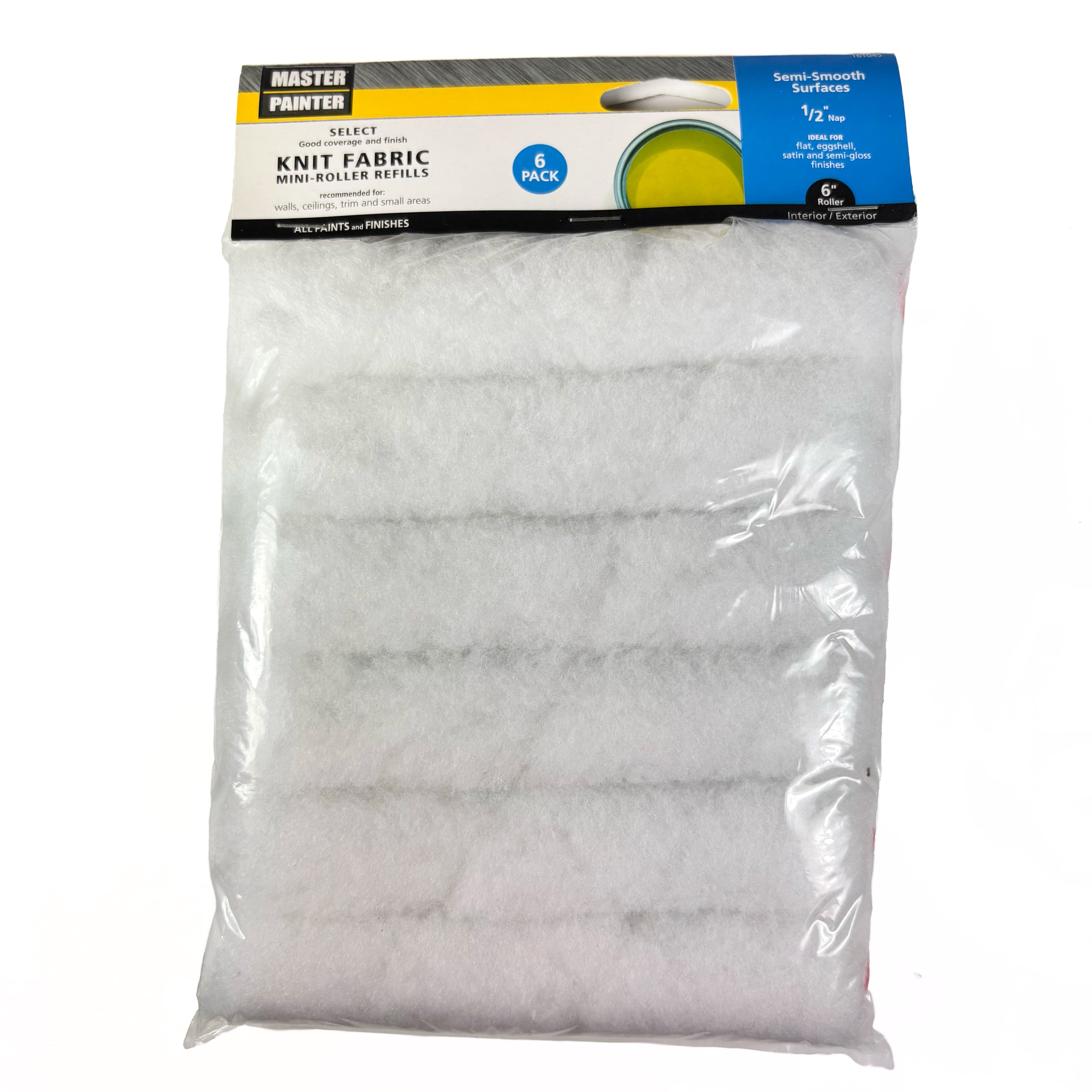 6 Inch Width, 1/2 Inch Nap Enamel Roller Covers 6 Pack (POS)