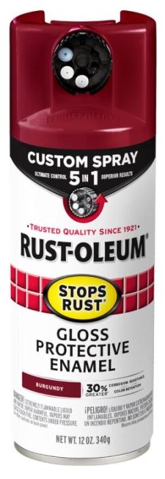 Rust-Oleum 376901 5-In-1 Enamel Paint, Gloss, Burgundy, 12 oz, Aerosol Can