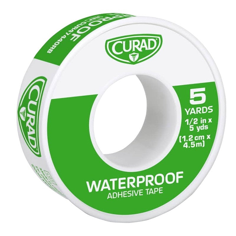 Curad CUR47440 Adhesive Tape, 1/2 in W, 5 yd L, Cotton/Polyethylene Bandage, Heat-Activated Adhesive