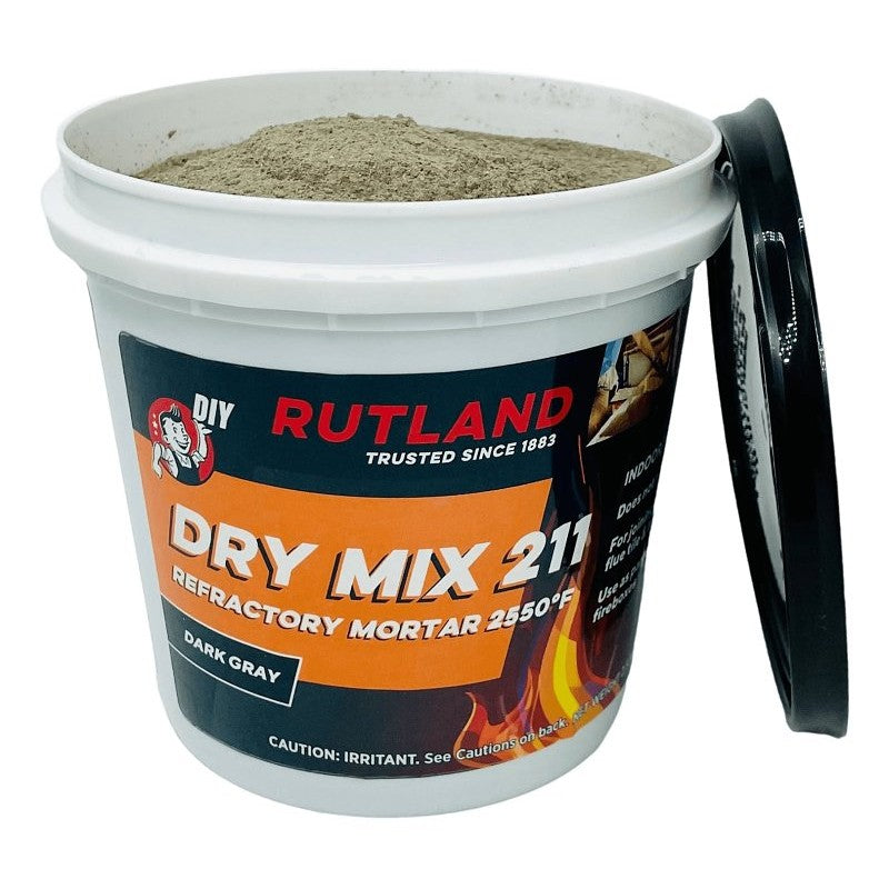 Rutland Dry Mix 211 21125 Refractory Mortar, Dark Gray, Solid, 2.5 lb Tub