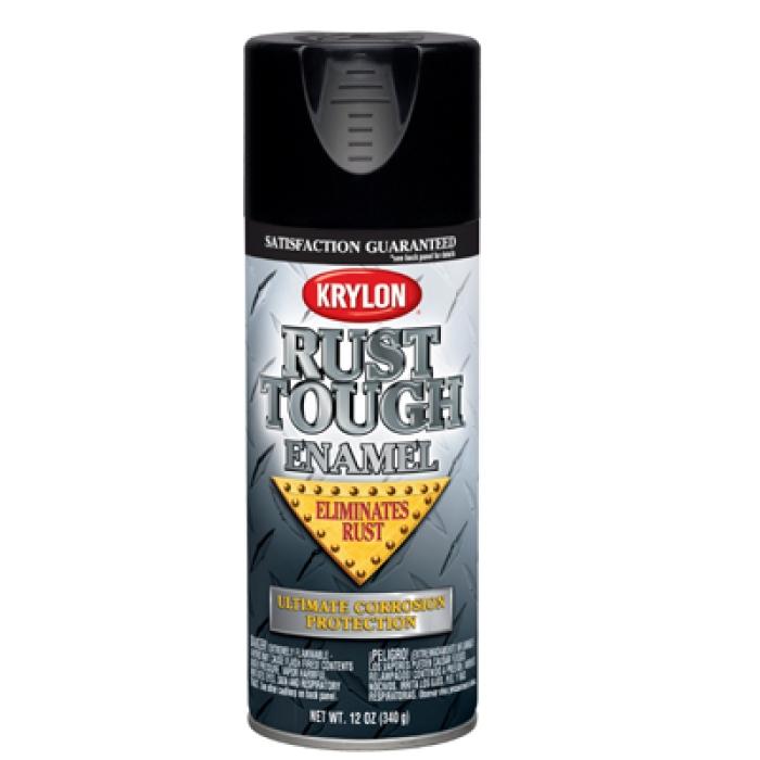 Krylon Rust Tough K09203007 Rust Preventative Spray Paint, Semi-Flat, Black, 12 oz, Can
