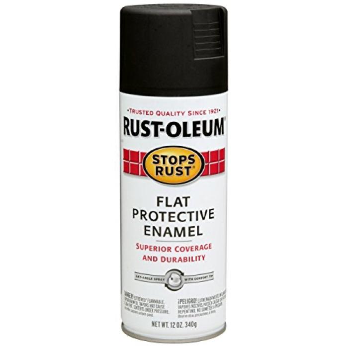 Rust-Oleum 7776830 Rust Preventative Spray Paint, Flat, Black, 12 oz, Can