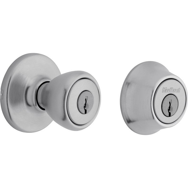 Kwikset 695T 26DCP6ALRCSK6 Combination Lockset, Left, Right, Knob Handle, Tylo Design, Satin Chrome, 3 Grade