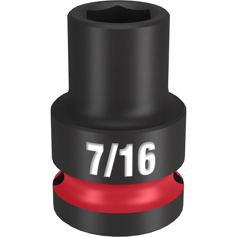 Milwaukee SHOCKWAVE Impact Duty Series 49-66-6201 Shallow Impact Socket, 7/16 in Socket, 1/2 in Drive, Square Drive