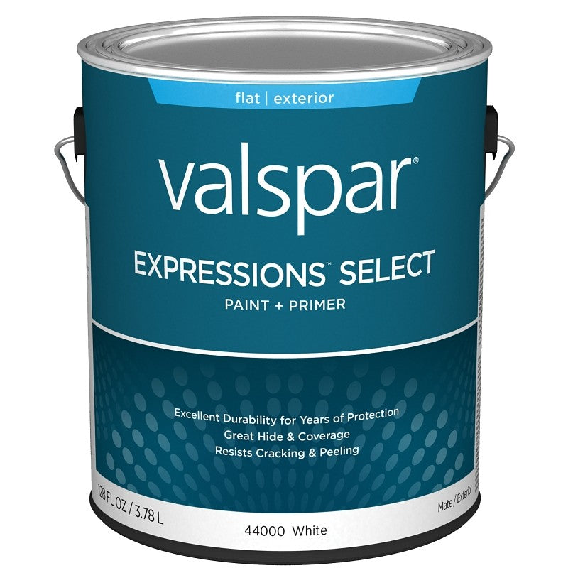 Valspar Expressions Select 4400 028.0044000.007 Latex Paint, Acrylic Base, Flat Sheen, White Base, 1 gal (Pack of 4)