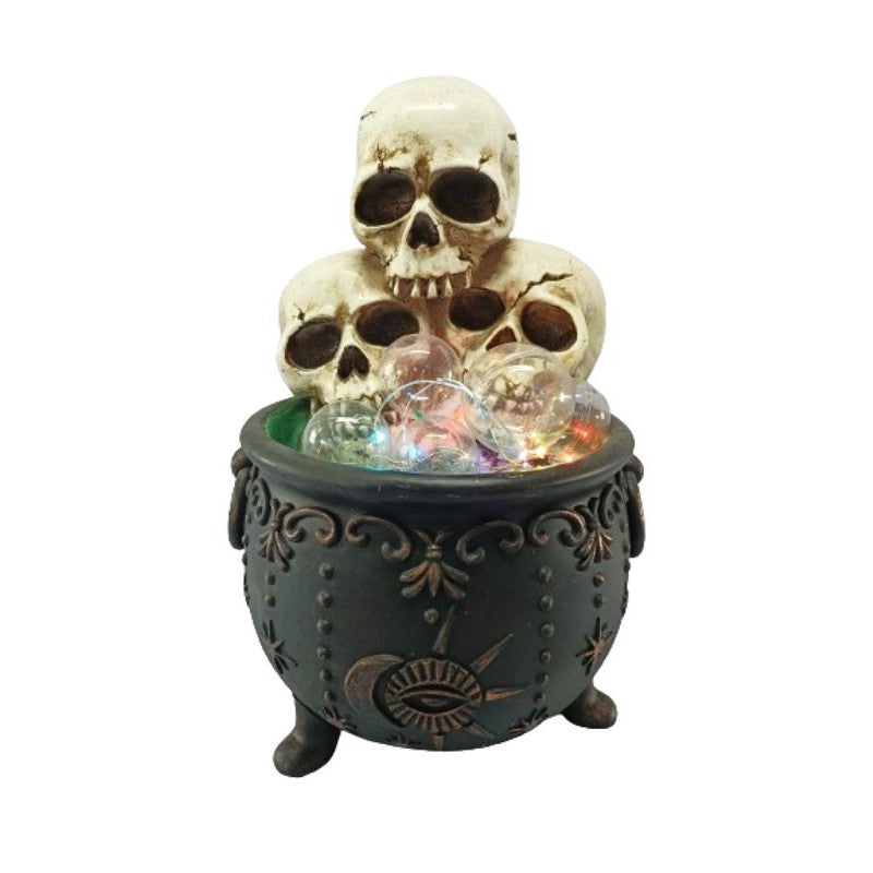 Santas Forest 89928 LED Calderon with Skulls, 12-1/2 in H, Plastic/Resin, Black, Internal Light, Indoor (Pack of 4)