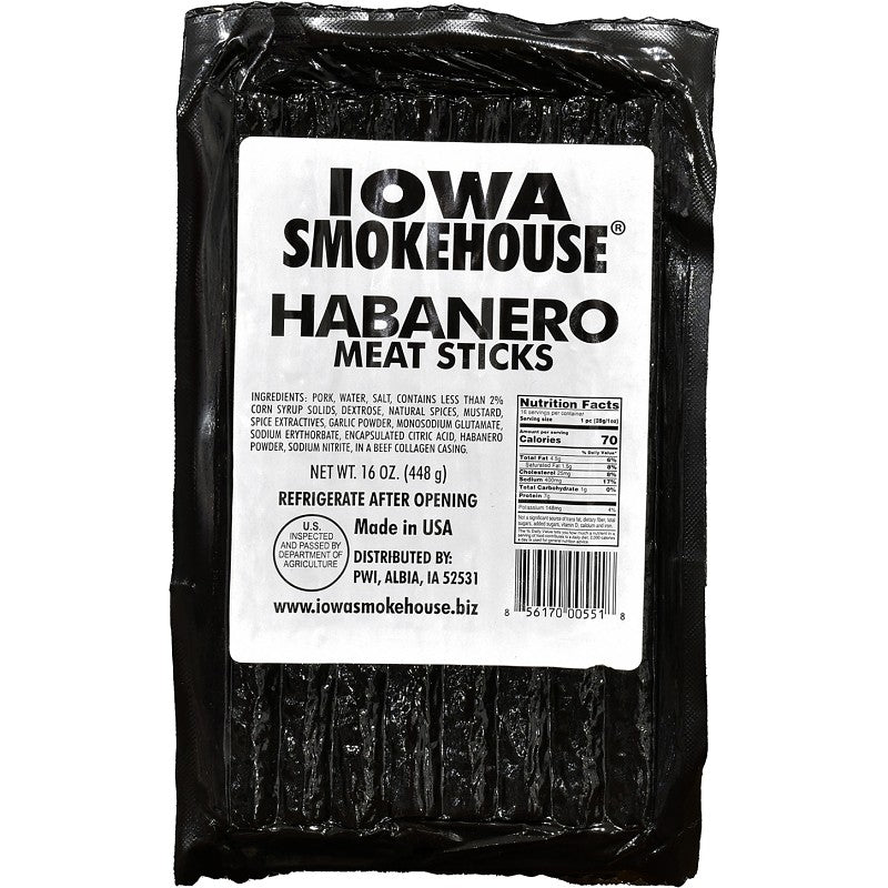 Iowa Smokehouse is-16msh Meat Stick, Habanero, 16 oz (Pack of 10)