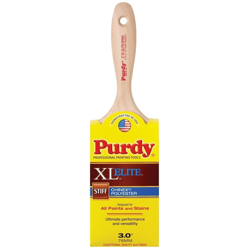 Purdy 380530 Trim Brush, Hardwood Handle, 3 in W, Flat Brush, Nylon/Polyester Bristle, Beaver Tail Handle