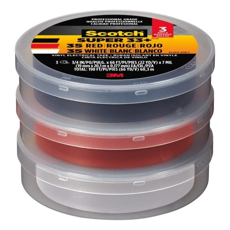 Scotch 6132-10828/6 Electrical Tape, 66 ft L, 3/4 in W, Vinyl Backing, Multi-Color