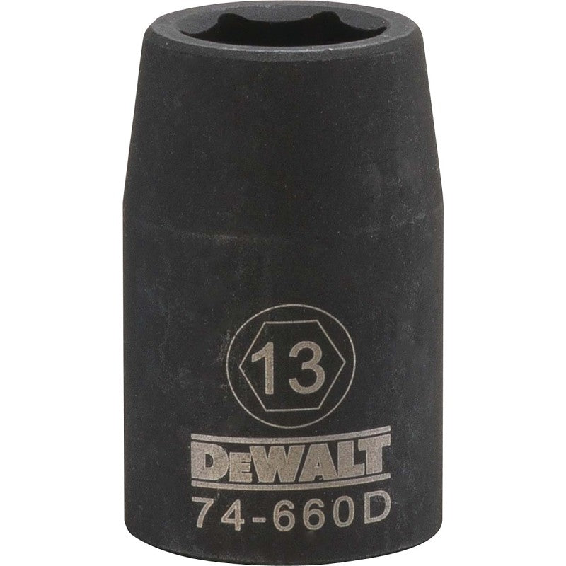 DEWALT DWMT74660OSP Impact Socket, 13 mm Socket, 1/2 in Drive, 6-Point, CR-440 Steel, Black Oxide