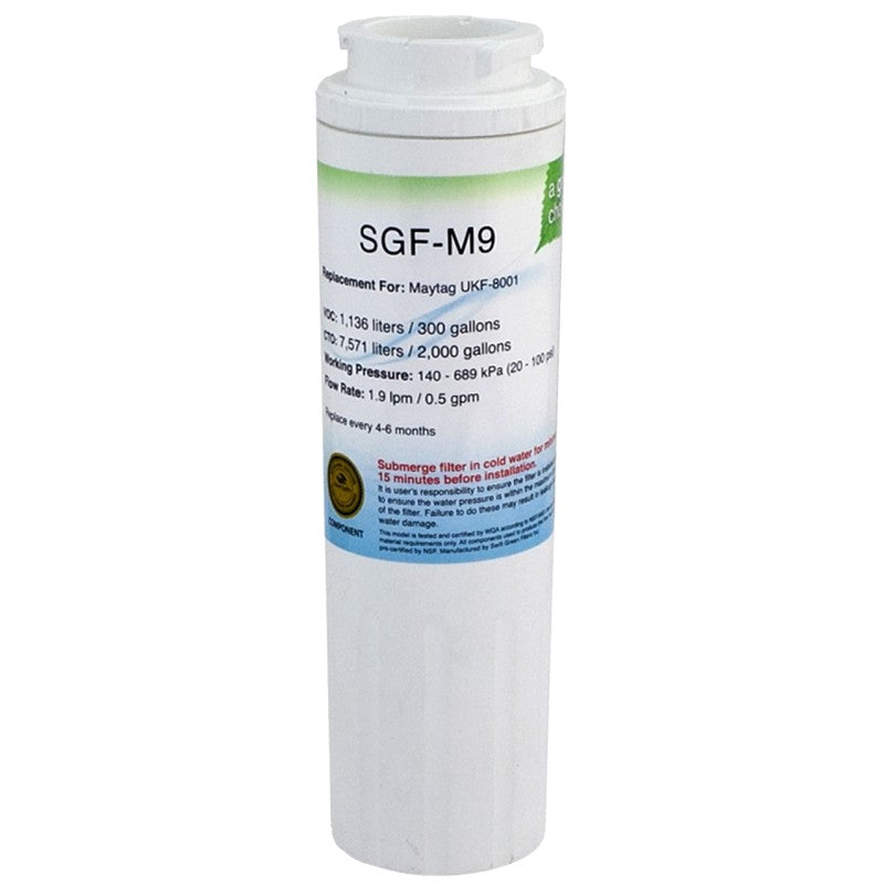 Swift Green Filters SGF-M9 Refrigerator Water Filter, 0.5 gpm, For Maytag Ukf-8001 Refrigerator Water Filter