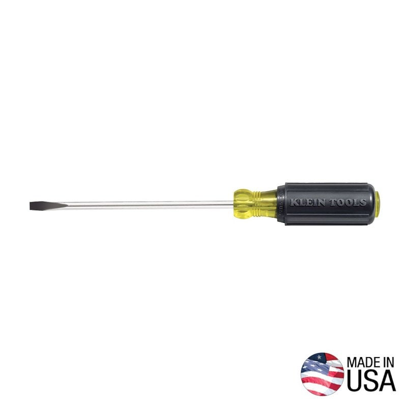 Klein Tools 605-4 Screwdriver, 1/4 in Drive, Cabinet Drive, 8-11/32 in OAL, 4 in L Shank, Rubber Handle