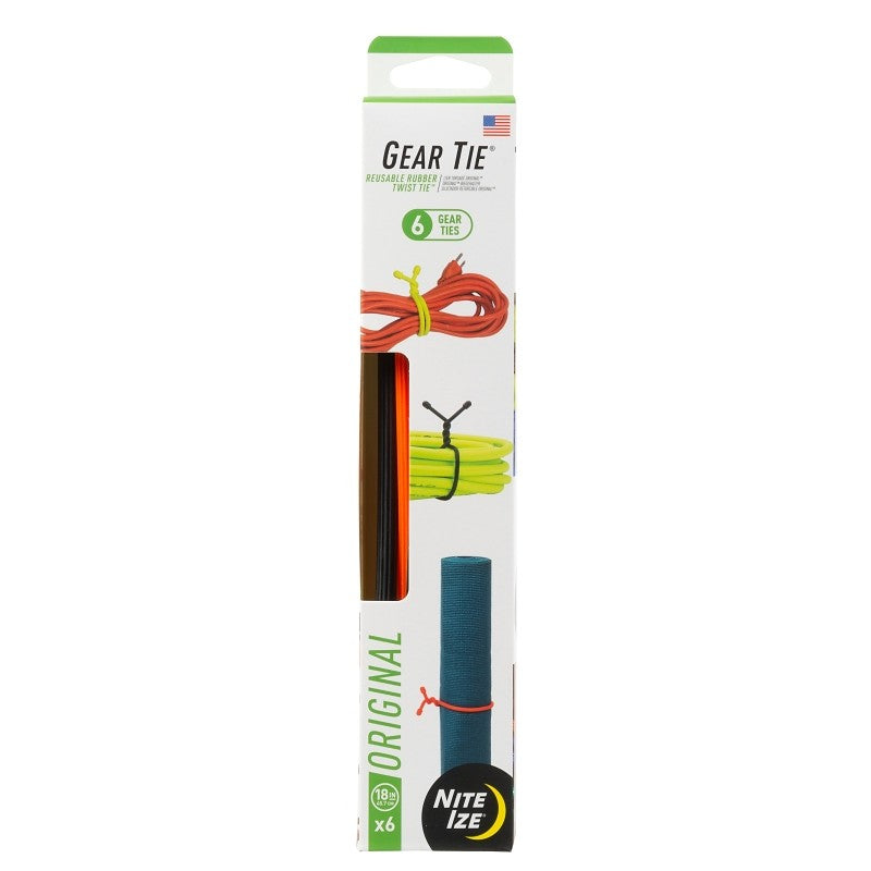 Gear Tie GTPP18-A1-R8 Twist-Tie, 6.2 mm Dia, 18 in L, Rubber, Black/Light Orange/Neon Yellow