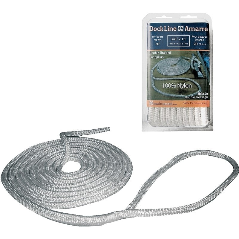 Multinautic 34900 Pre-Spliced Dock Line, Nylon, White