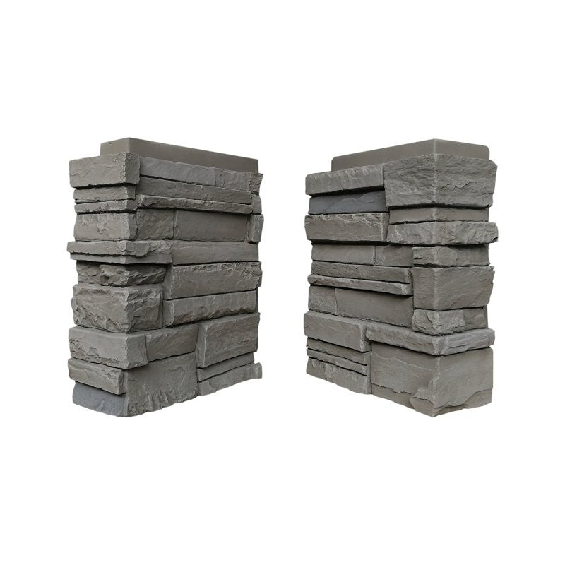 DuraKwik Stone 310ATC Siding Corner, 13 in L, 10 in W, 4 in Thick, Interlocking Edge, Stacked Stone Profile