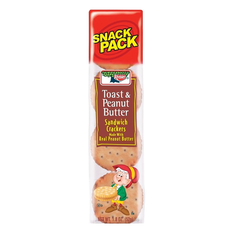 Keebler KTCPB12N Sandwich Crackers, Toast and Peanut Butter Flavor, 1.8 oz (Pack of 12)