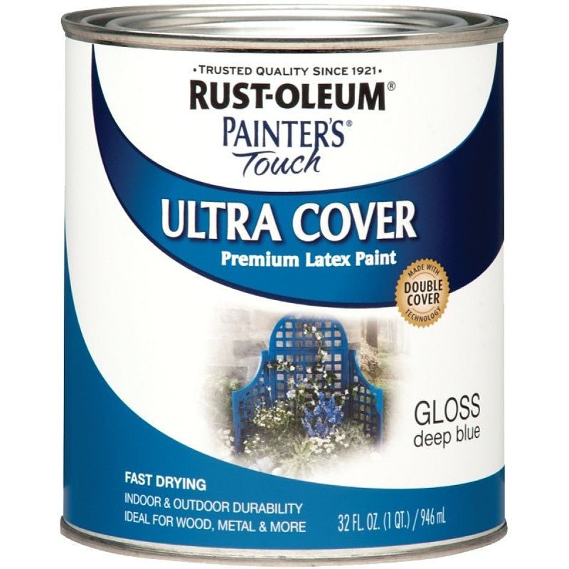 Rust-Oleum 224428T Enamel Paint, Water, Gloss, Deep Blue, 1 qt, Can, 120 sq-ft Coverage Area