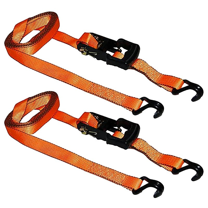 Ancra SL81 Tie-Down Strap, 1-1/4 in W, 15 ft L, Polyester, Orange, 700 lb Working Load, J-Hook End