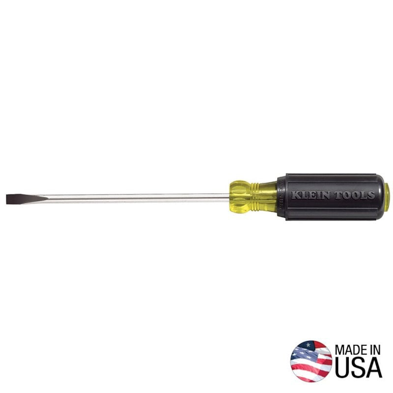 Klein Tools 605-6 Screwdriver, 1/4 in Drive, Cabinet Drive, 10-11/32 in OAL, 6 in L Shank, Rubber Handle