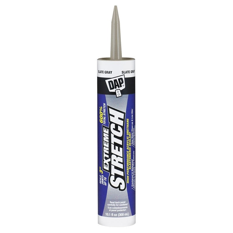 DAP EXTREME STRETCH 7079818710 Premium Elastomeric Sealant, Gray, 24 hr Curing, 40 to 100 deg F, 10.1 fl-oz Cartridge (Pack of 12)