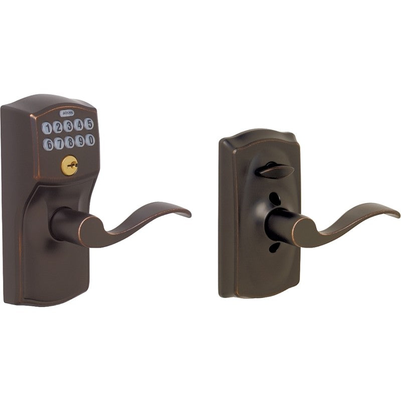 Schlage FE Series FE595VCAM/ACC 716 Electronic Entry Lock, 19 Number of User Codes, 1/2 in Projection, Wave Design, Yes