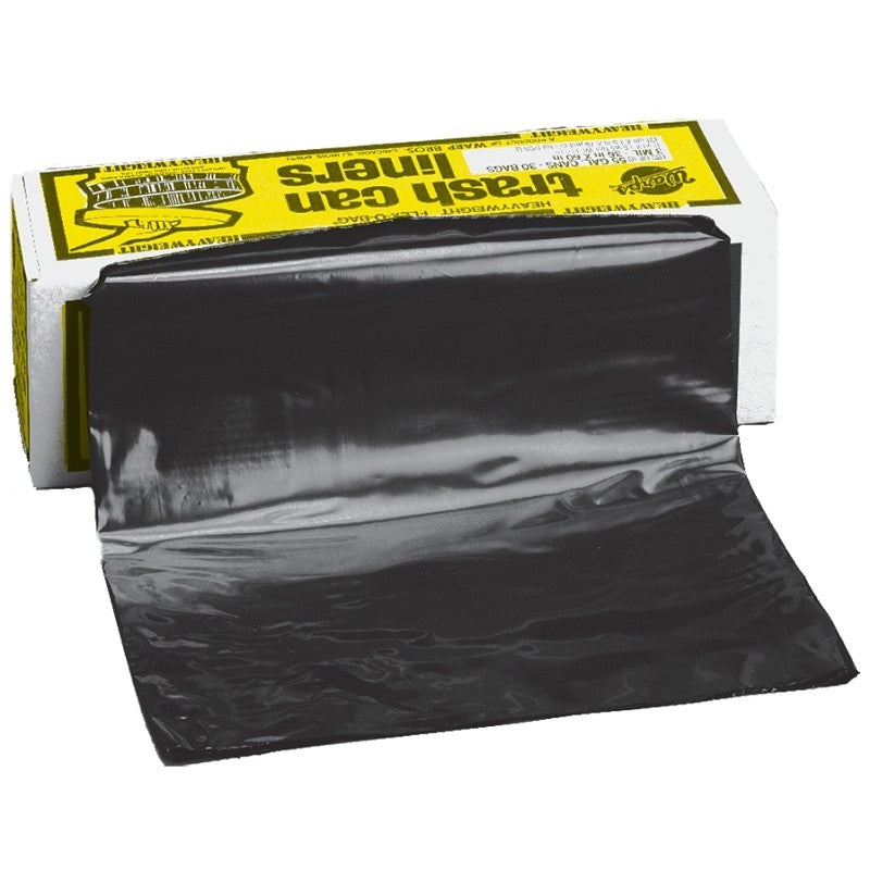 Warp's FLEX-O-BAG HB55-30 Trash Can Liner, 55 gal Capacity, Plastic, Black