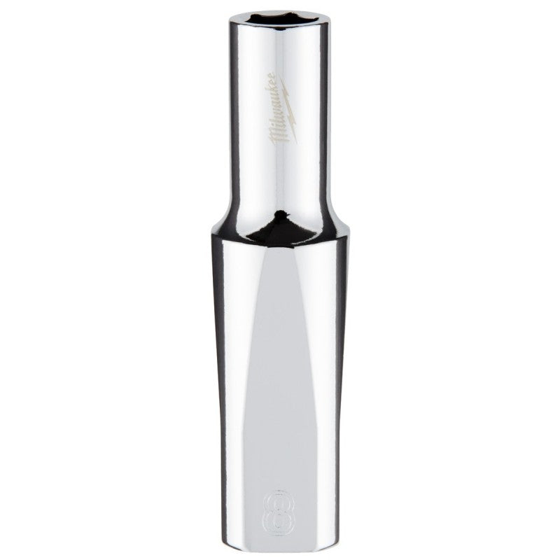 Milwaukee 45-34-9092 Socket, 8 mm Socket, Deep Socket, 3.543 in OAL, 3/8 in Drive, 6-Point, Chrome Vanadium Steel