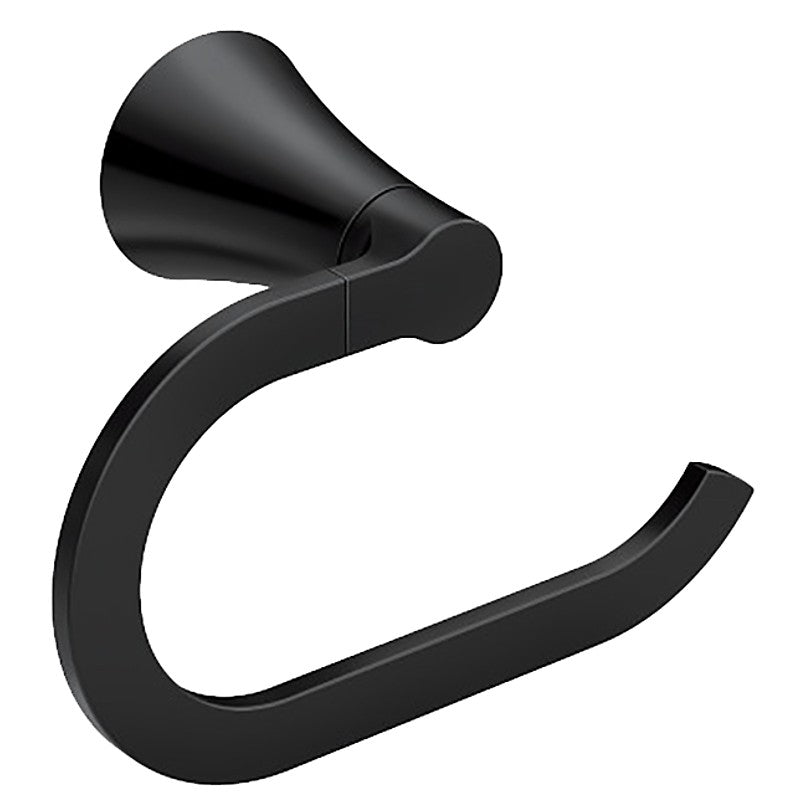 Moen Mikah Series Y0786BL Towel Ring, Zinc, Matte Black, Wall Mounting