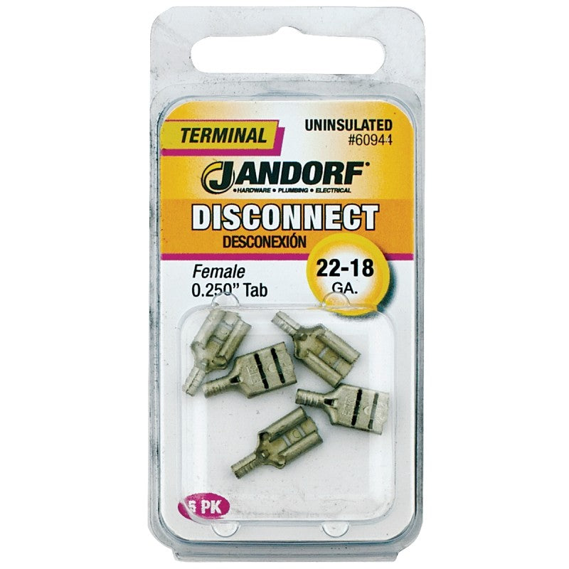 Jandorf 60944 Disconnect Terminal, 22 to 18 AWG Wire, Copper Contact, Tin