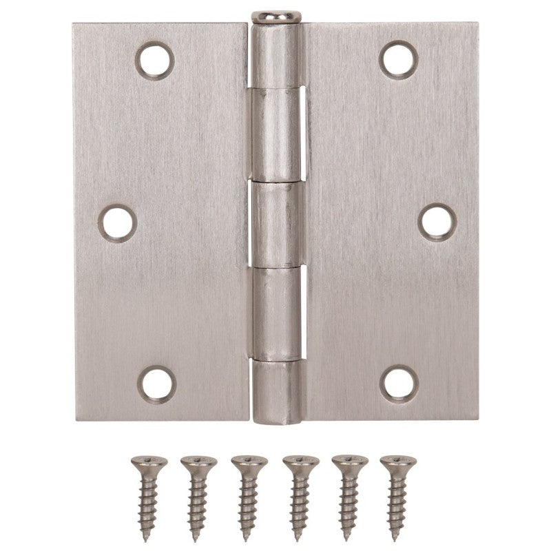 ProSource 20338SNX Square Corner Door Hinge, Steel, Satin Nickel, Loose Pin, 180 deg Range of Motion