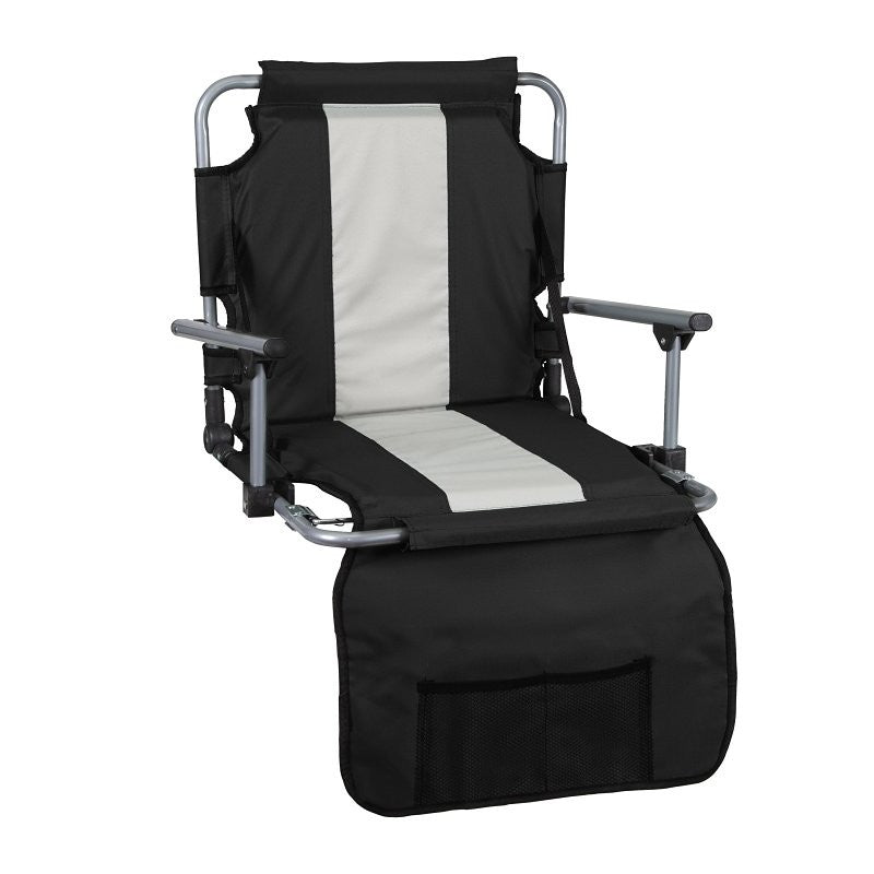 Stansport G-8-20 Stadium Folding Seat Chair with Arms, 17 in W, 5-1/2 in D, 17 in H, Steel Frame, Silver Frame