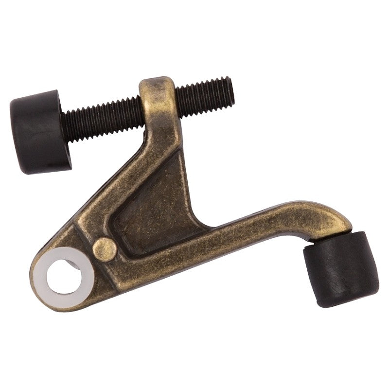 ProSource H20-B031C-PS Heavy-Duty Hinge Pin Door Stop, 2-3/4 in Projection, Die-Cast Zinc & Plastic, Antique Brass