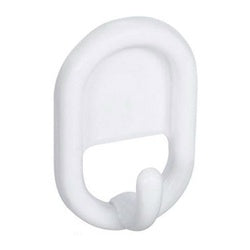 Self Adhesive Oval White Plastic Hooks 2 Pack