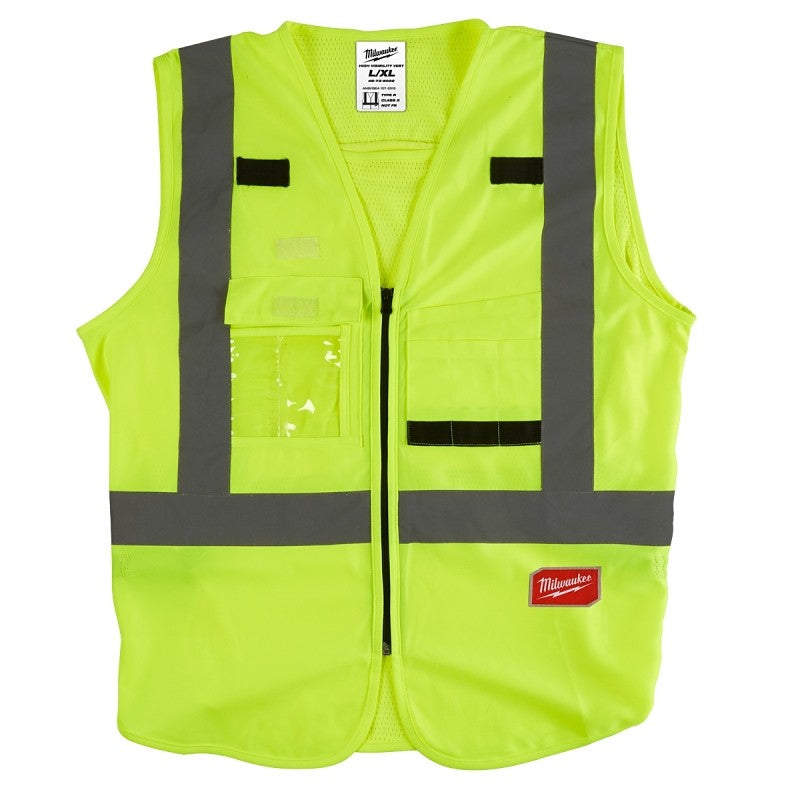 Milwaukee 48-73-5022 High-Visibility Safety Vest, L, XL, Regular, Unisex, Fits to Chest Size: 42 to 46 in